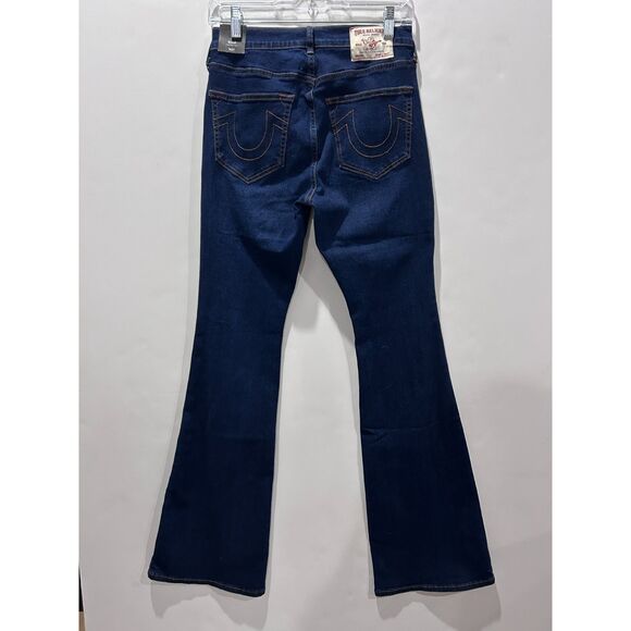 True Religion High Rise Jeans Reagan Dark Denim Flare Leg NWT Size 27 Stretch - Picture 6 of 7